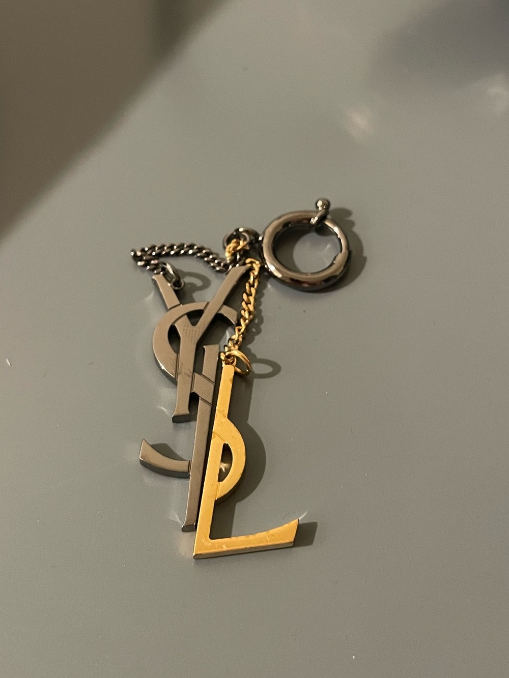 Yves Saint Laurent Two-Tone Gold and Silver YSL Key & Bag Charm